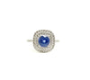 Classic Halo Diamond Ring with Cushion Sapphire in 14k White Gold