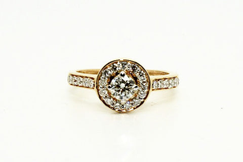 Diamond Halo Ring In Yellow Gold AD No. 0434