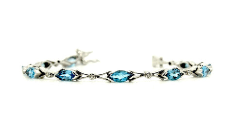 Blue Topaz And Diamond Marquise Bracelet Ad No.1116