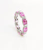 Pink sapphire and diamond hidden halo eternity band