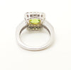 Cushion-Cut Peridot Diamond Halo Cocktail Ring in 14k White Gold