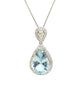 Aquamarine and Diamond Halo Drop Pendant in 14k White Gold( AD NO. 2904)