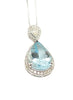 Aquamarine and Diamond Halo Drop Pendant in 14k White Gold( AD NO. 2904)