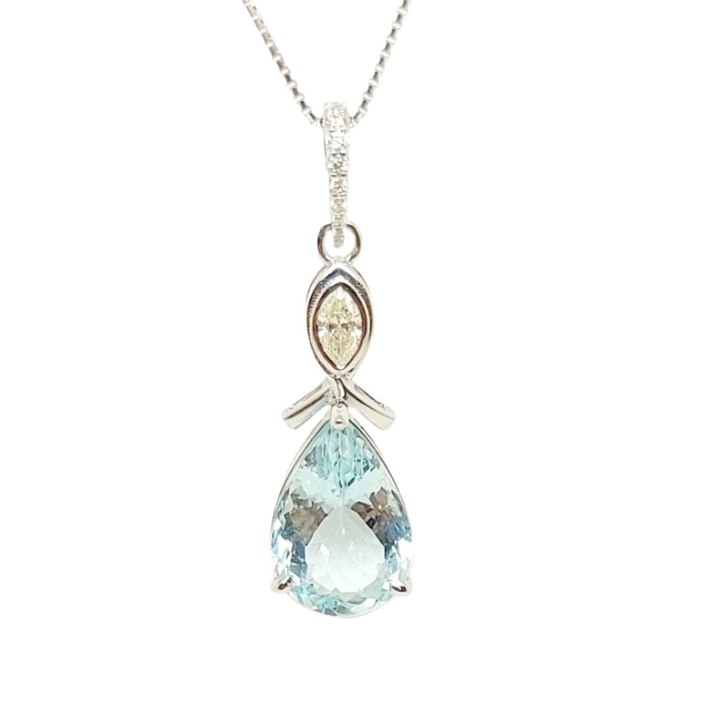 Pear Shaped Aquamarine and marquise-cut Diamond Pendant (AD NO. 2905)