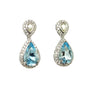 Aquamarine and Diamond Halo Drop Earrings in 14k White Gold( AD NO. 2906)