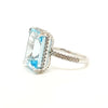 Blue Topaz and Diamond Statement Ring in 14k White Gold(AD NO. 2916)