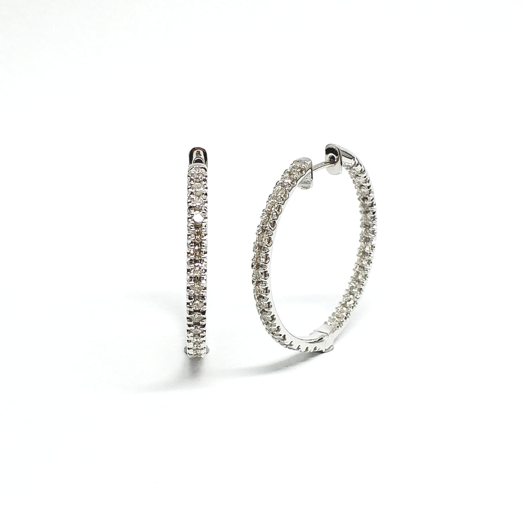 Diamond French Pave Inside Out Hoop Earrings