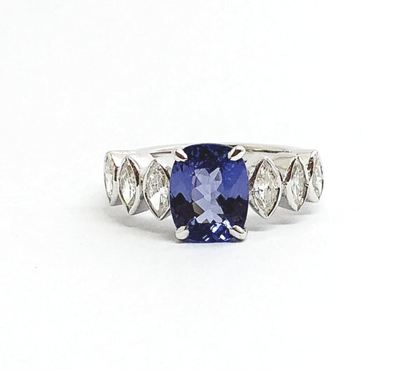 Tanzanite and Marquise  Diamond Ring AD NO. 2111