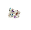 Five Row Semi- Precious Ring in Silver with Diamonds