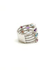 Five Row Semi- Precious Ring in Silver with Diamonds