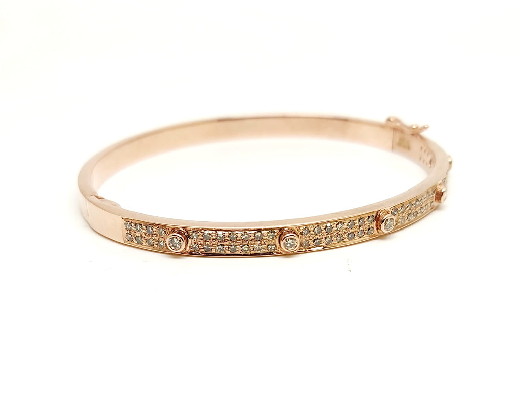 Diamond Station Bangle Bracelet in 14k Rose Gold