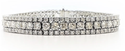 Diamond Triple Row  Bracelet in 14k White Gold (11.82 ct. tw.)