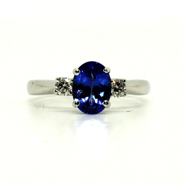 Tanzanite And Diamond Classic 3 Stone Ring Ad No. 0295