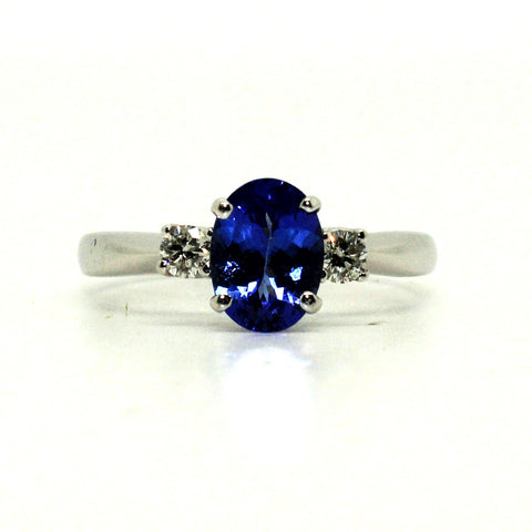 Tanzanite And Diamond Classic 3 Stone Ring Ad No. 0295