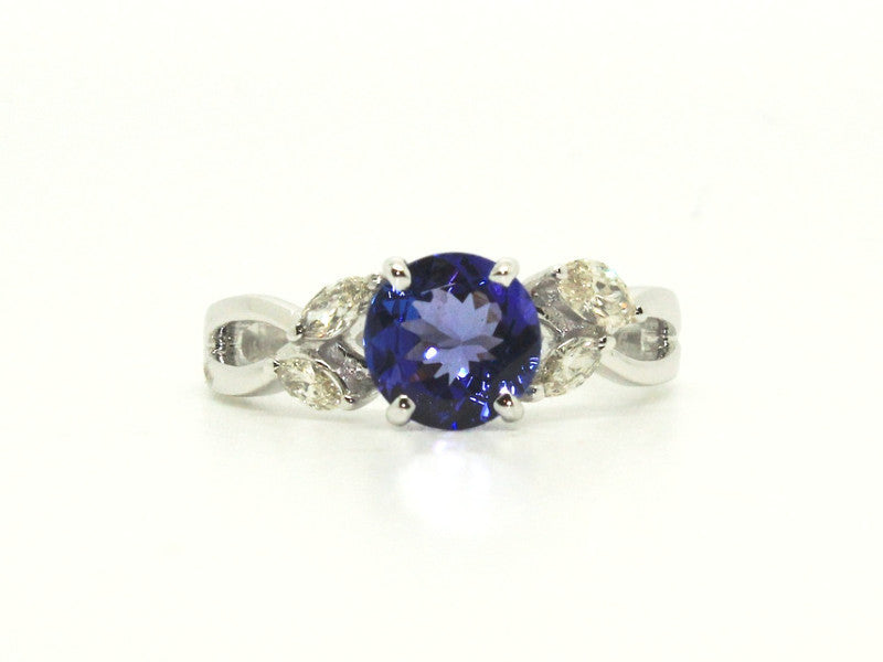 Round Tanzanite & Marquee Cut Diamond Ring AD No. 1078