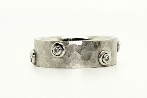 Matte Hammered Diamond Band Ring