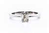 Petite 4 Prong Emerald Cut Diamond Ring AD No. 0800