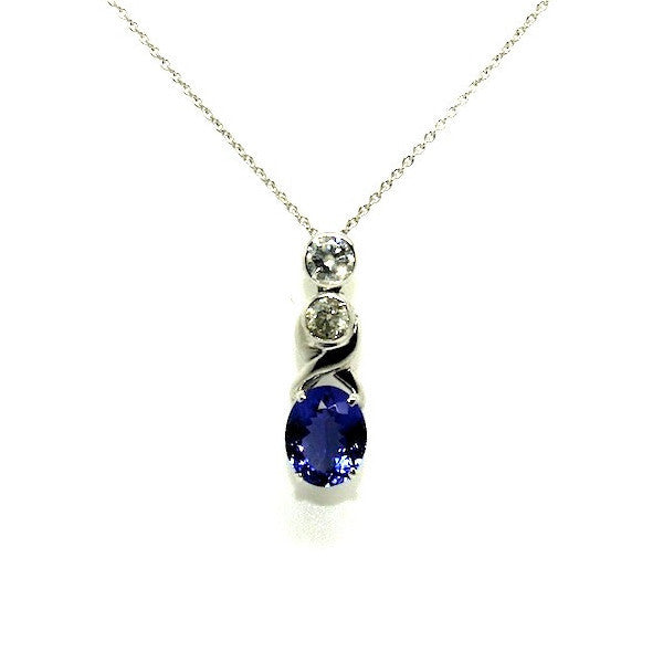 Tanzanite & Bezel Diamond X Pendant AD No. 0766