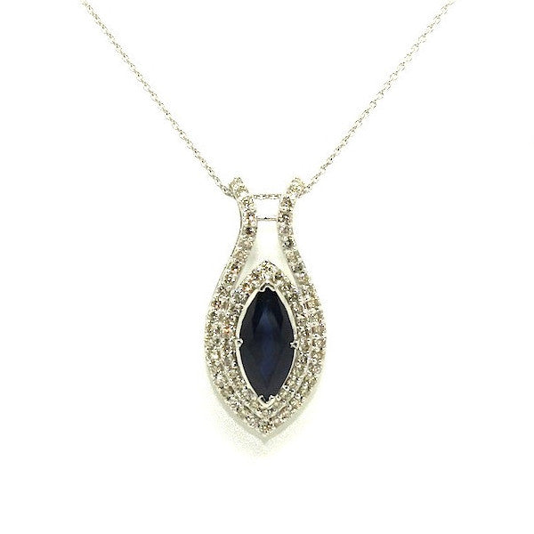 Marquee Blue Sapphire & Diamonds Pendant - Double Cluster - AD No. 1015