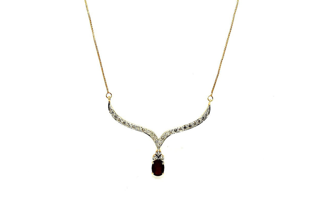 Ruby & Diamond Drop Necklace AD No.0679