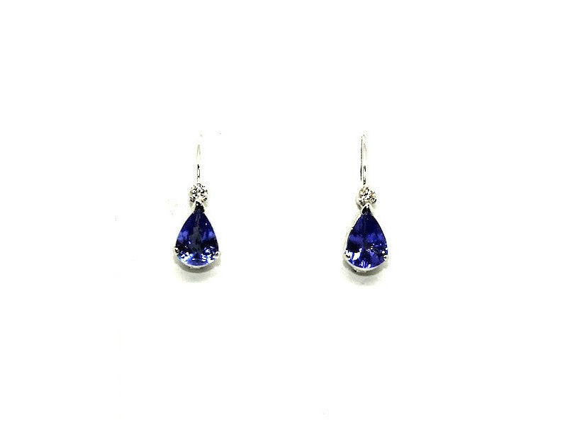 Tanzanite & Diamond Euro Wire Drop Earrings