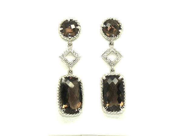 Smoky Topaz And White Sapphire Earring
