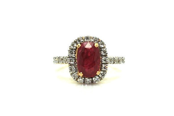 Ruby And Diamond Cushion Halo Ring Ad No.0422