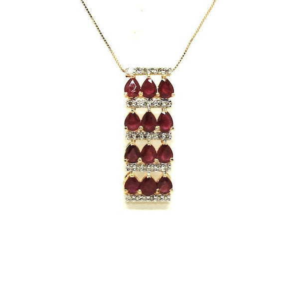 Ruby And Diamond 3row Parallel Pendant Ad No.0978