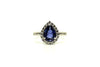 Ceylon Sapphire & Diamond Drop Halo Ring/ Item Code: RNG 15