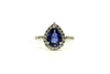 Ceylon Sapphire & Diamond Drop Halo Ring/ Item Code: RNG 15