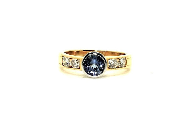 Tanzanite & Diamond Bezel Ring Ad No.0344