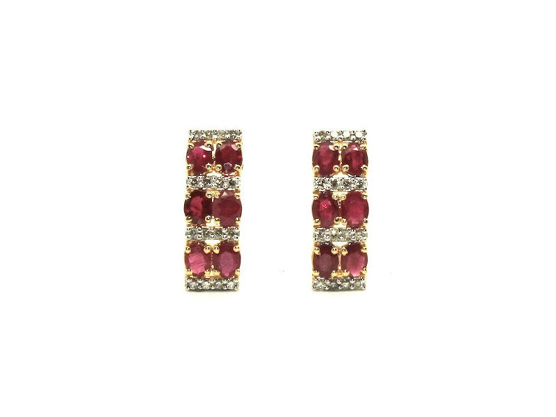 Ruby And Diamond 2row Parallel Earring Ad No.0986