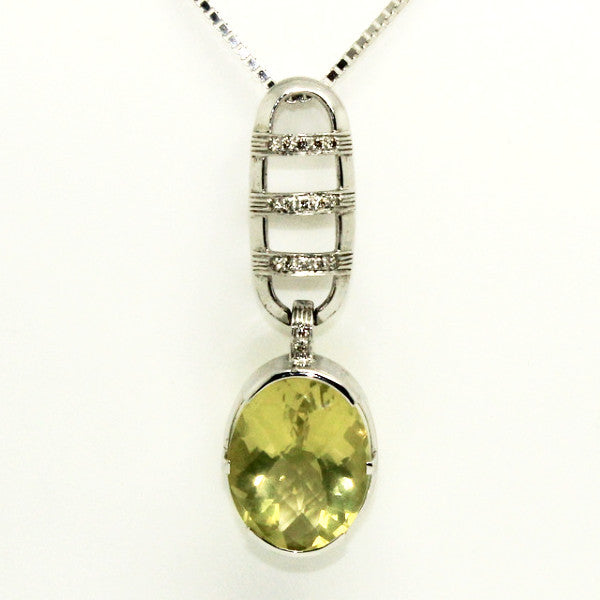 Lemon Topaz And Diamond Pendant