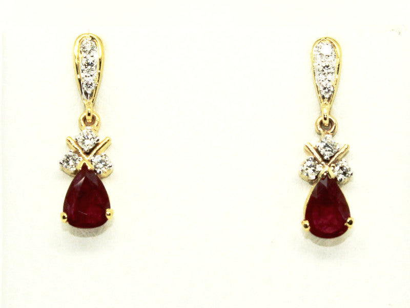 RUBY & DIAMOND FLORAL TEARDROP EARRING AD NO. 1231