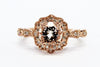 MORGANITE AND DIAMOND MILGRAIN HALO RING AD NO.1606