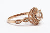 MORGANITE AND DIAMOND MILGRAIN HALO RING AD NO.1606