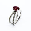 RUBY DIAMOND CROSS BAND RING AD NO.1619