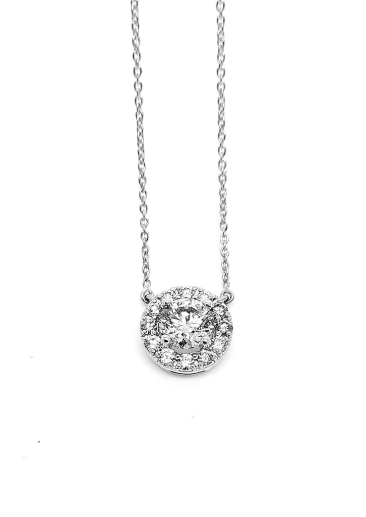 Halo Diamond Pendant in 14k White Gold AD NO. 2350