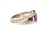 Amethyst Split Band Rope Silver Ring