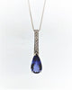 Tanzanite Pear Pendant with Diamond in 14k White gold